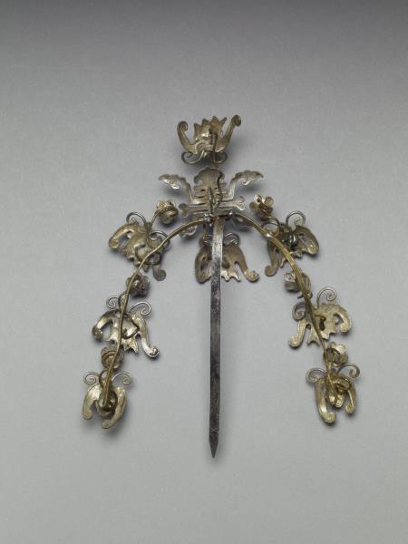 銀銅合金壽字蝙蝠簪