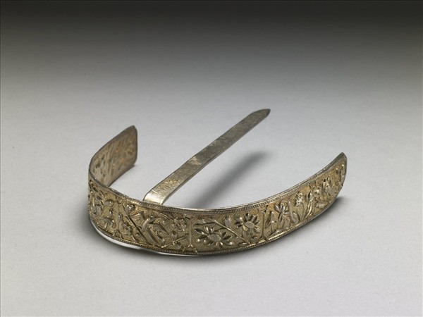 銀銅合金弦月式簪