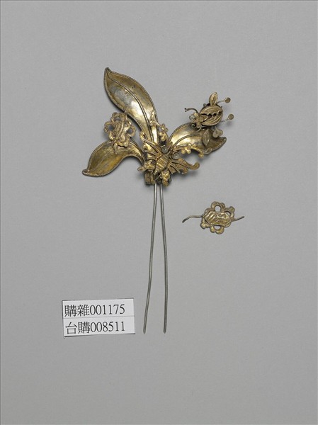 銀銅合金花蝶釵