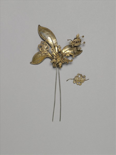 銀銅合金花蝶釵