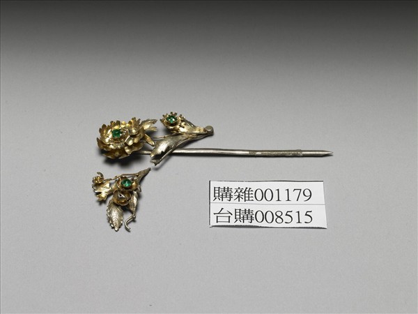 銀銅合金花卉簪