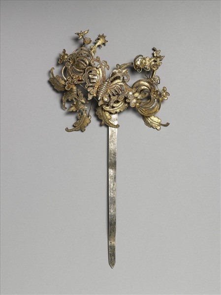 銀銅合金花蝶簪