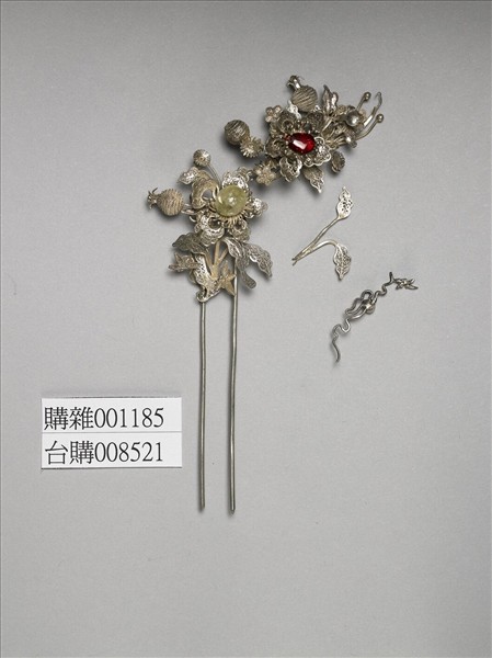 銀銅合金花果釵