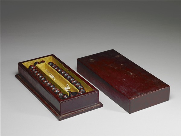 黑漆描紅梵字手串