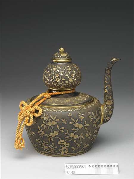 銀鍍金花鳥紋葫蘆式奔巴壺