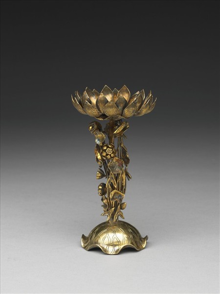 鎏金蓮座燭台
