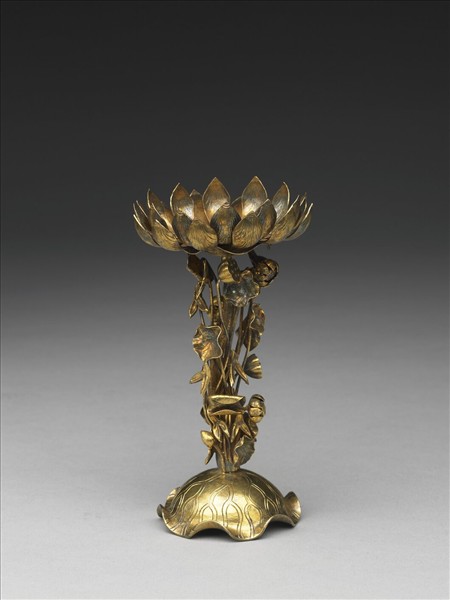 鎏金蓮座燭台