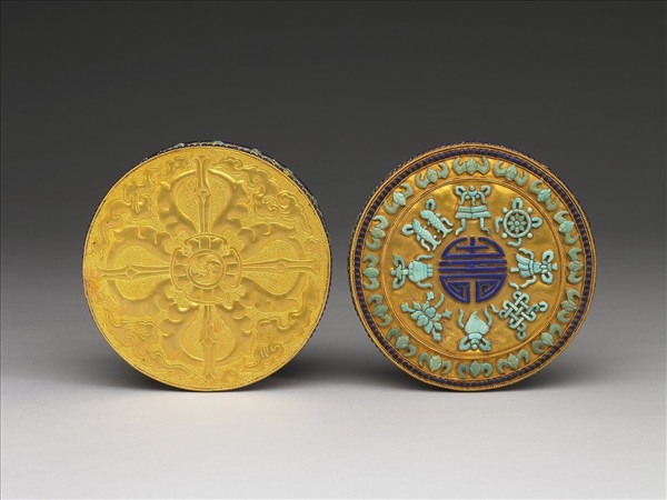 金鑲松石青金石盒