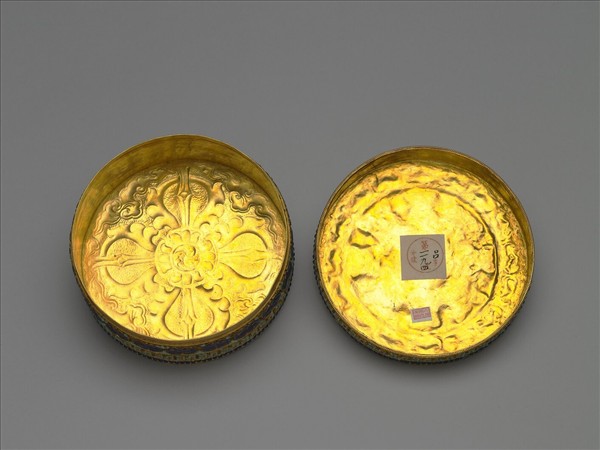 金鑲松石青金石盒