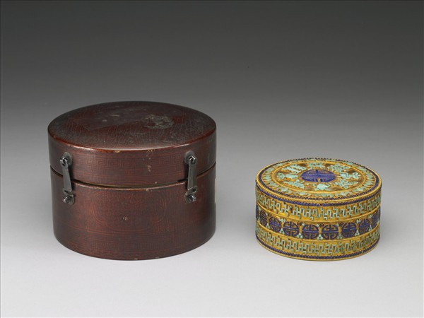 金鑲松石青金石盒