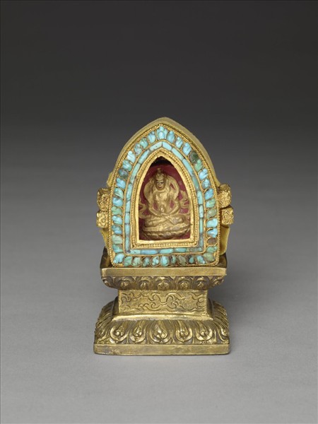 嵌松石金佛鍋 內供無量壽佛善業泥像