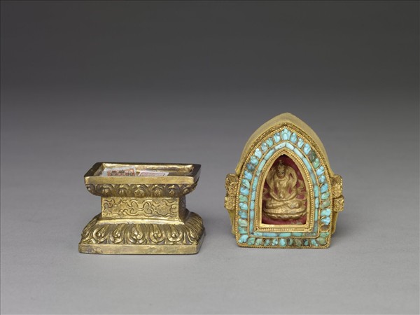 嵌松石金佛鍋 內供無量壽佛善業泥像