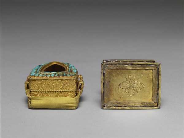 嵌松石金佛鍋 內供無量壽佛善業泥像