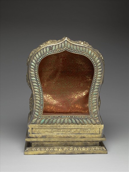 銀鎏金嵌松石佛龕