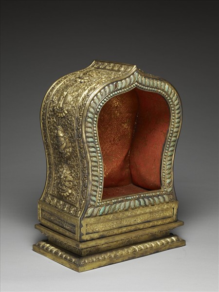 銀鎏金嵌松石佛龕