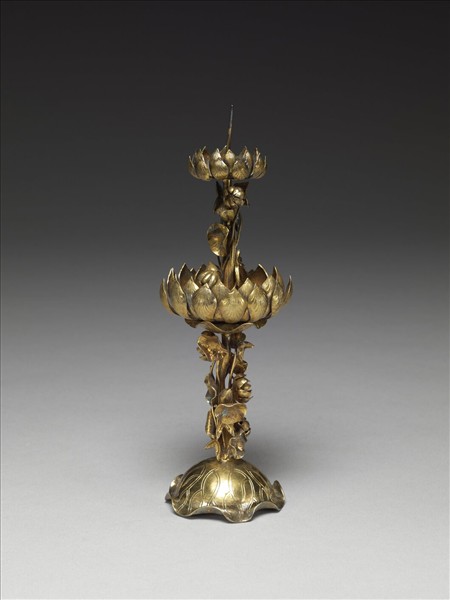 鎏金蓮座燭台
