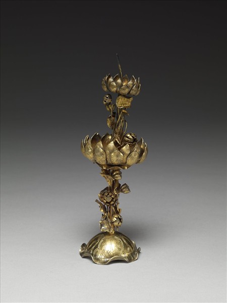 鎏金蓮座燭台