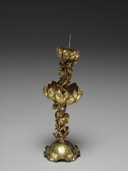 鎏金蓮座燭台