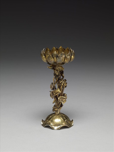 鎏金蓮座燭台