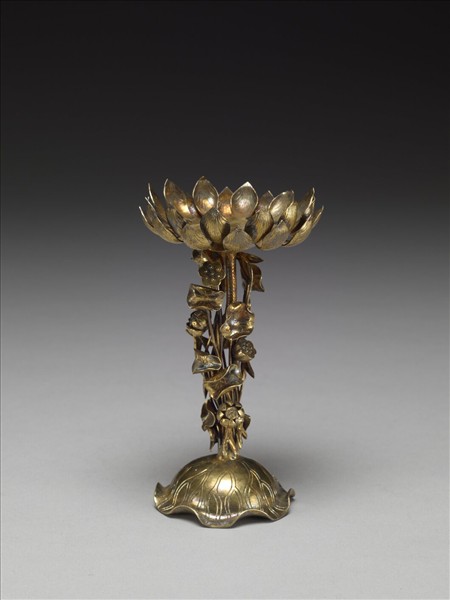 鎏金蓮座燭台