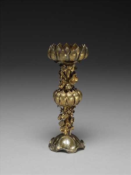 鎏金蓮座燭台