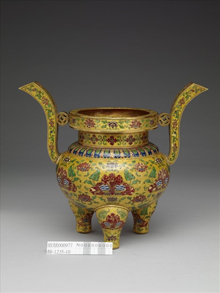 金胎內填琺瑯番蓮紋爐（五供）