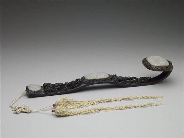 〈春帖子詞〉紫檀鑲玉如意