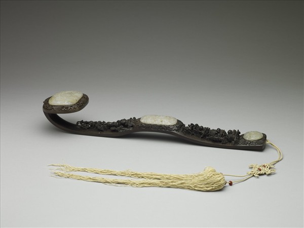 〈春帖子詞〉紫檀鑲玉如意