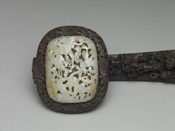 〈春帖子詞〉紫檀鑲玉如意