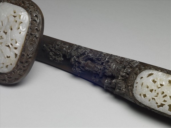 〈春帖子詞〉紫檀鑲玉如意