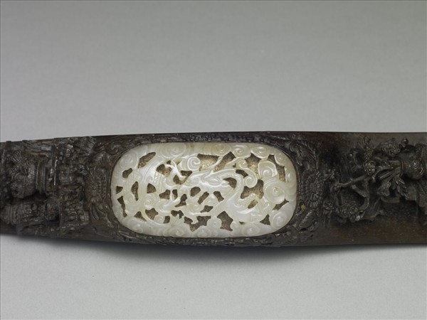 〈春帖子詞〉紫檀鑲玉如意