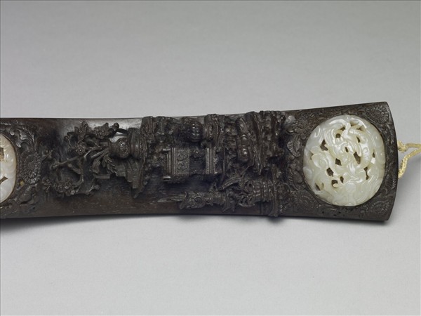 〈春帖子詞〉紫檀鑲玉如意