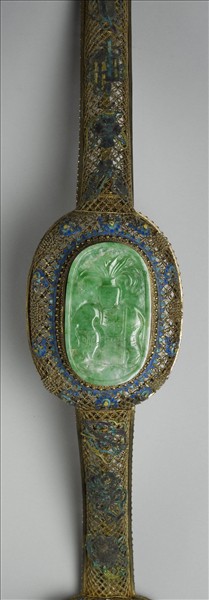 鍍金纍絲鑲翠玉太平有象銀如意