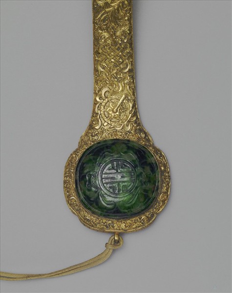 銀包金三鑲翠玉如意