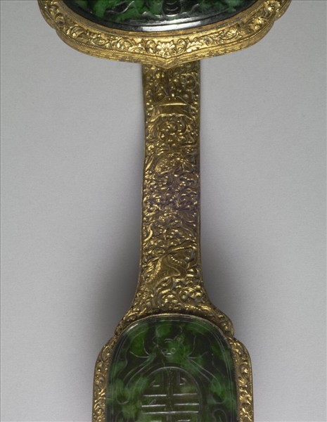 銀包金三鑲翠玉如意