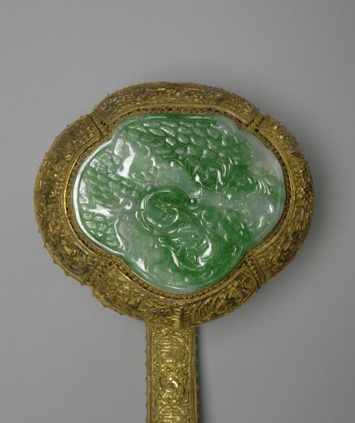 銀鍍金嵌玉石如意