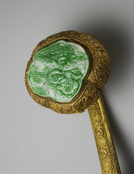 銀鍍金嵌玉石如意