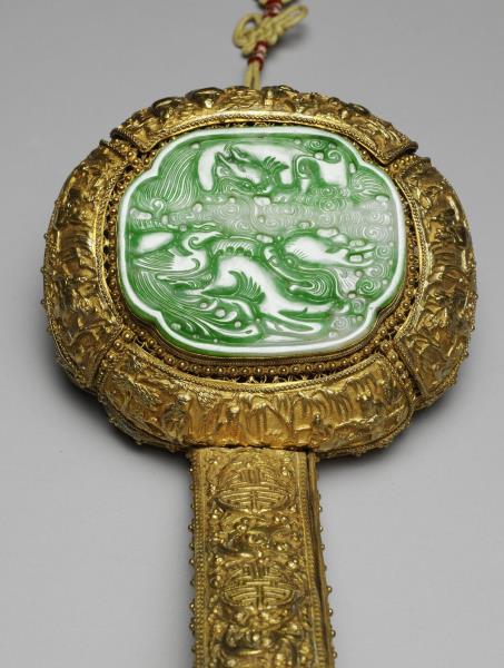 銀鍍金嵌玉石如意