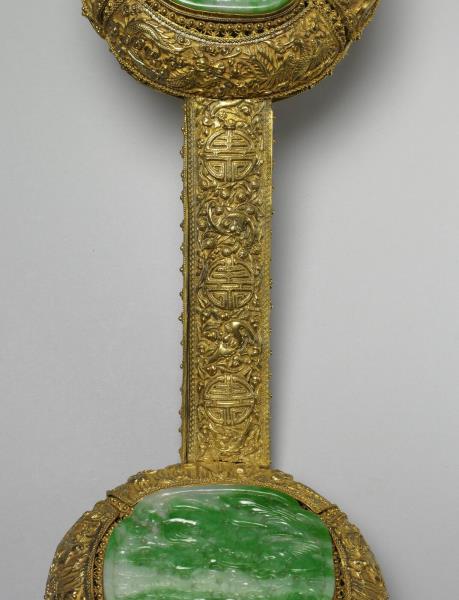 銀鍍金嵌玉石如意