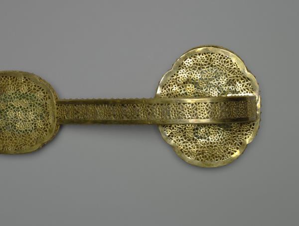 銀鍍金嵌玉石如意