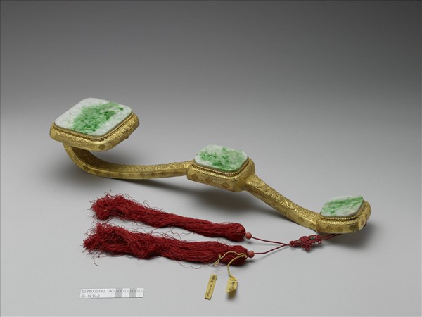 銀鍍金嵌玉石如意