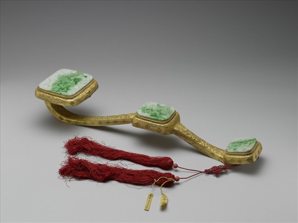 銀鍍金嵌玉石如意