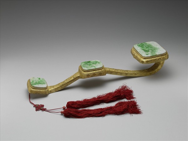 銀鍍金嵌玉石如意