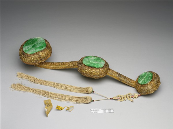 銀鍍金嵌玉石如意