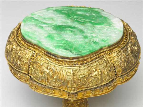 銀鍍金嵌玉石如意