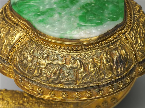 銀鍍金嵌玉石如意