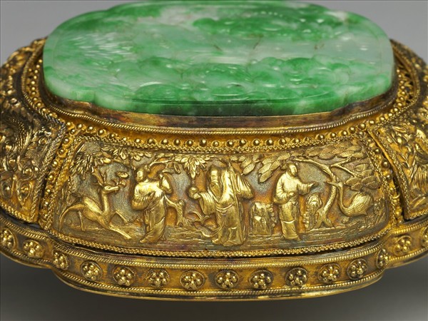 銀鍍金嵌玉石如意