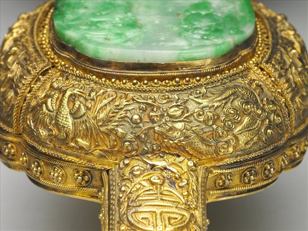 銀鍍金嵌玉石如意