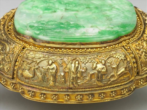 銀鍍金嵌玉石如意