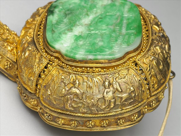 銀鍍金嵌玉石如意